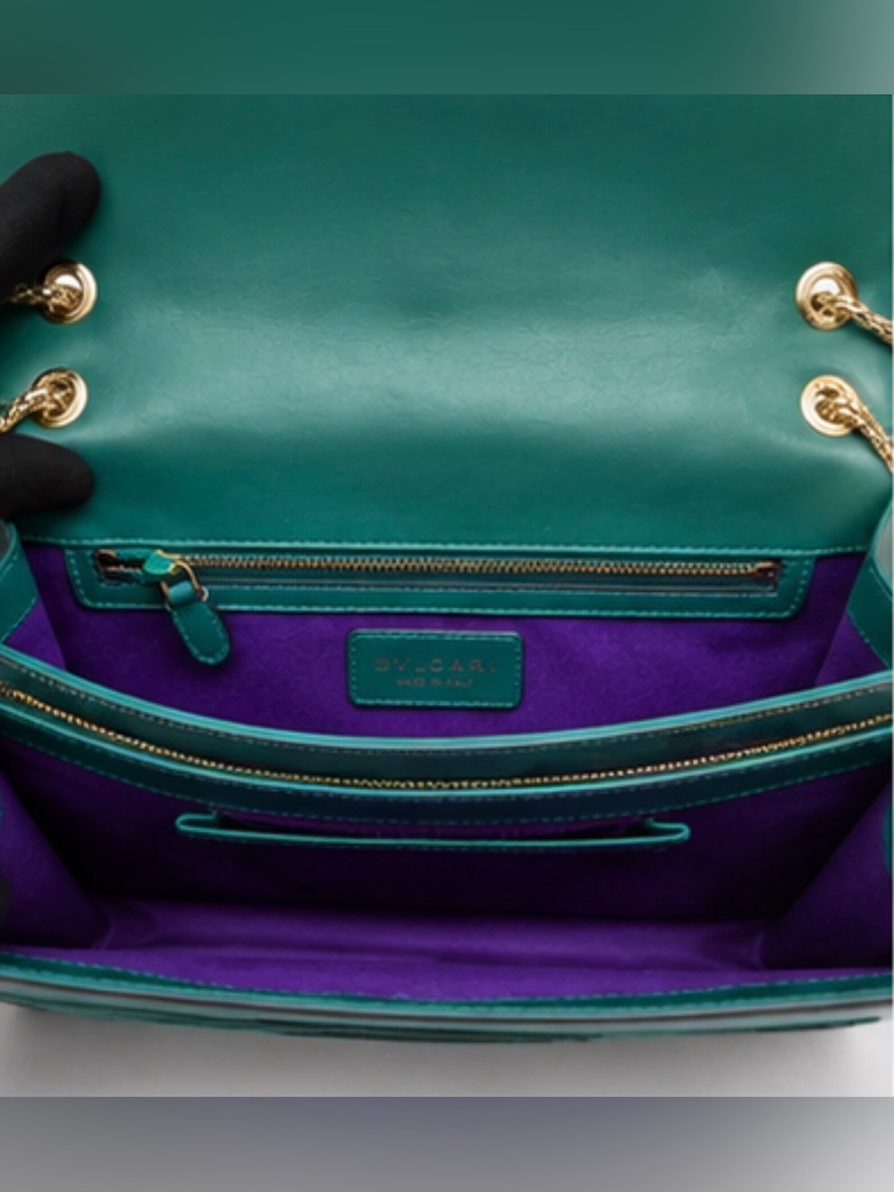 Bvlgari Serpenti Forever Medium Shoulder Bag Emerald Green Calf Leather - Picture 9 of 11